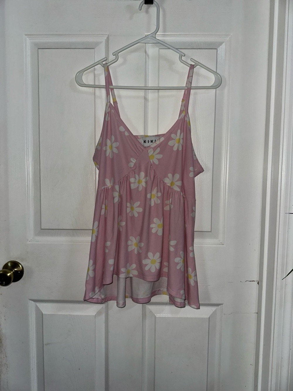 Kiki Pink Daisy Print Spaghetti Strap Pajama Top